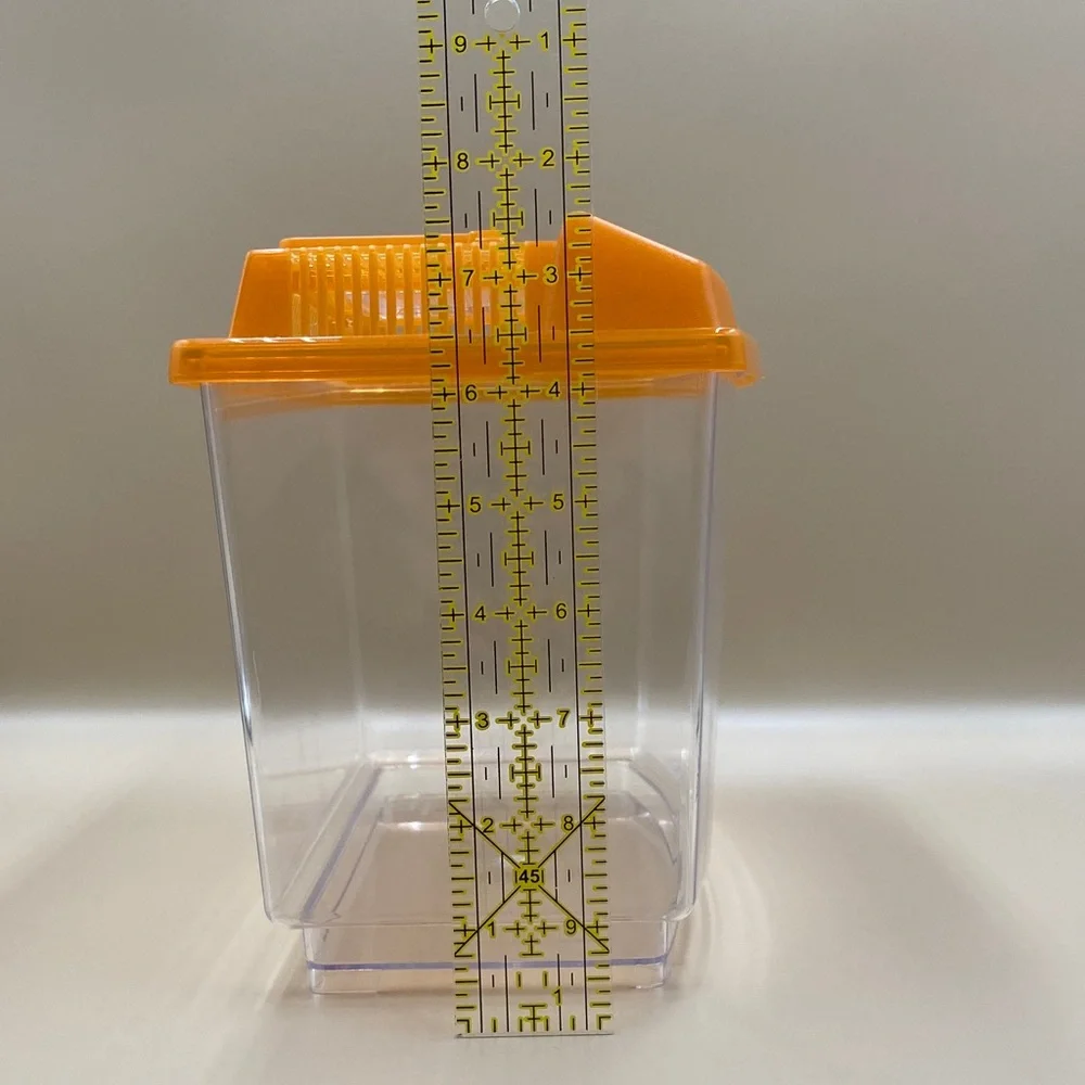 Clear Plastic Storage Container with Orange Lid pet, insect carrier, reptile.,